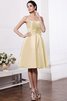 A Linie Elastischer Gewebter Satin Normale Taille Knielanges Kurzes Brautjungfernkleid - 6