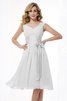 Normale Taille A-Linie Prinzessin Drapiertes Brautjungfernkleid aus Chiffon - 19