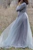 Abito da Damigella A-Line con Maniche Lunghe Romantico con Fusciacca in Tulle con Nastro - 2