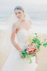 Strand A-Linie Organza bodenlanges Brautkleid mit Blume - 2