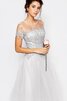 Robe demoiselle d'honneur romantique facile avec manche courte appliques ligne a - 3