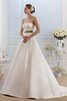 Robe de mariée facile naturel avec sans manches de bustier de traîne courte - 1