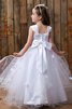 Abito da Cerimonia Bambini in Tulle A-Line con Increspato con Fiore - 2