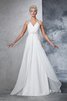 Robe de mariée de col en v manche nulle a-ligne ruché en chiffon - 4