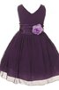 Ärmellos V-Ausschnitt Tüll A-Line knöchellanges Blumenmädchenkleid - 1