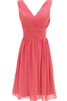 Plissiertes gerüschtes a linie Chiffon kurzes Brautjungfernkleid - 15