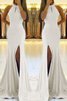Junoesque Natürliche Taile Enganliegendes Abendkleid mit Rüschen aus Satin - 1