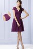 Robe demoiselle d'honneur ligne a manche nulle au niveau de genou en chiffon - 1