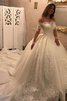 Robe de mariée brodé brillant de traîne longue decoration en fleur robe bouffante - 1