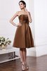 A Linie Elastischer Gewebter Satin Normale Taille Knielanges Kurzes Brautjungfernkleid - 2