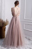 Robe de bal a-ligne jusqu'au sol en salle magnifique avec perle - 3