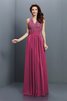 Reißverschluss Ärmellos Prinzessin Chiffon V-Ausschnitt Brautjungfernkleid - 5