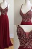 Spaghetti Träger Prinzessin Natürliche Taile Bodenlanges Ballkleid mit Perlen - 1