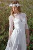 Abito da Sposa con Piega con Mezze Maniche con Ricamo in Chiffon Formale E Informale A-Line - 3