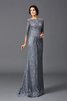 Vestido de Madrina de Corte princesa de Barco de Manga de longitud 3/4 de Cremallera - 3
