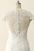 Robe de mariée modeste avec perle avec manche épeules enveloppants de traîne courte en satin - 2
