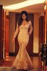 Sweep Zug langärmeliges prächtiges sexy Abendkleid mit Bordüre mit Applikation - 1
