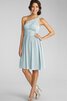 Ein Schulter trägerloser Ausschnitt Chiffon A-Line mini Brautjungfernkleid - 12