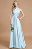 Natürliche Taile Prinzessin Reißverschluss Gerüschtes Bodenlanges Brautjungfernkleid - 23
