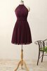 Robe demoiselle d'honneur moderne bref informel plissage avec sans manches - 1