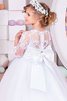 Robe de cortège enfant naturel avec fleurs de mode de bal en tulle manche nulle - 3