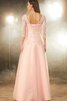 Robe de bal longue avec lacets textile en tulle avec manche 1/2 manche nulle - 2