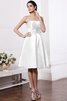 A Linie Elastischer Gewebter Satin Normale Taille Knielanges Kurzes Brautjungfernkleid - 29