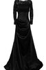 Bateau Spitze Sweep train langärmeliges normale Taille A-Linie Brautmutterkleid - 1