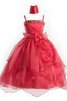 Robe de cortège enfant pailleté avec gradins manche nulle en organza a-ligne - 1