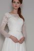 Plissiertes Bateau Beach Stil konservatives Brautkleid mit Knöpfen mit Bordüre - 3