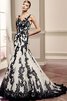 Elegante Vestido de Novia de Corte Sirena de Apliques de Cremallera de Barco - 1
