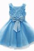 Abito da Cerimonia Bambini con Fiocco mini con Fiore Senza Maniche con Piega Cerniera - 1