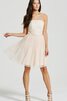 Robe de graduation bref decoration en fleur textile en tulle manche nulle de bustier - 1