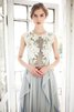 Ärmellos Spitze Chiffon A-Line Seeküste Brautkleid mit Knöpfen - 5