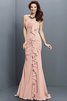 Meerjungfrau Stil Ärmelloses Chiffon Bodenlanges Brautjungfernkleid mit Empire Taille - 20