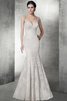 Robe de mariée naturel sans dos de col en v bretelles spaghetti avec sans manches - 1