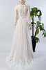 Plissiertes Tüll V-Ausschnitt extravagantes Brautkleid mit Bordüre mit Applikation - 2