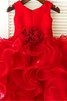 Ärmelloses Organza Reißverschluss Blumenmädchenkleid mit Blume mit Schichtungen - 2