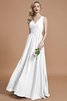 Robe demoiselle d'honneur naturel a-ligne en chiffon de princesse de col en v - 34
