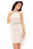Normale Taille Satin Mini Cocktailkleid mit Reißverschluss mit Nackenband - 1
