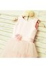 Natürliche Taile A-Line Prinzessin Tüll Blumenmädchenkleid mit Blume - 3