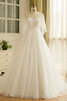 Robe de mariée v encolure étourdissant avec décoration dentelle longue naturel - 4