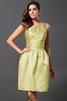 Satin Bateau Knielanges Brautjungfernkleid mit Natürlicher Taille mit Reißverschluss - 6