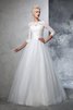 Dreiviertel Länge Ärmeln Duchesse-Linie Organza Bodenlanges Sittsames Brautkleid - 4