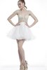 Abito Laurea Elegante Moderno Corto A-Line con Increspature Senza Maniche - 1
