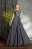 Chiffon Reißverschluss Normale Taille Bodenlanges Brautmutterkleid mit Applike - 1