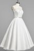 Robe de mariée plissé vintage en satin ceinture en étoffe avec perle - 1