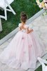 Robe de cortège enfant de traîne courte distinctif appliques textile en tulle naturel - 2