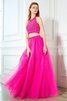 A Linie Perlenbesetztes Prinzessin Bodenlanges Abendkleid mit Reißverschluss - 3