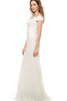 Abito da Sposa con Piega a riva con Manica Corte Fuori dalla spalla Vintage in Chiffon - 3